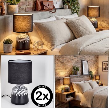 Mirvel Tischleuchte 2-er Set Schwarz, Weiß, 1-flammig