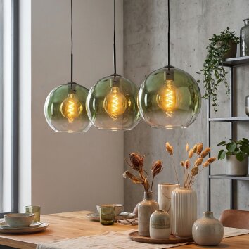 Koyoto Hängeleuchte Glas 30 cm Grün, Klar, 3-flammig