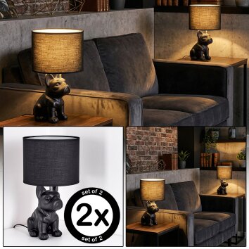 Harol Tischleuchte 2-er Set Chrom, Schwarz, 1-flammig