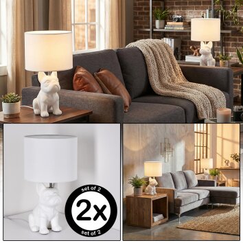 Harol Tischleuchte 2-er Set Chrom, Weiß, 1-flammig