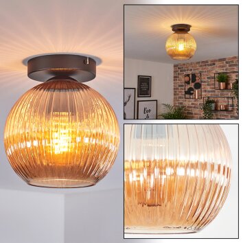 Koyoto Deckenleuchte Glas 20 cm Bernsteinfarben, 1-flammig