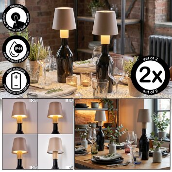 Salgadinho Tischleuchte 2-er Set LED Sandfarben, 1-flammig