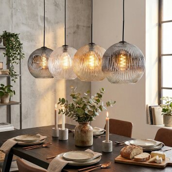 Ripoll Hängeleuchte Glas 30 cm Bernsteinfarben, Klar, Rauchfarben, 4-flammig