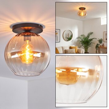 Koyoto Deckenleuchte Glas 30 cm Bernsteinfarben, Klar, 1-flammig
