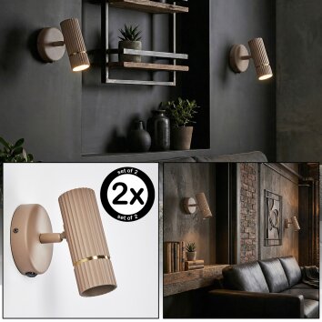 Wolar Wandleuchte 2-er Set LED Sandfarben, 1-flammig