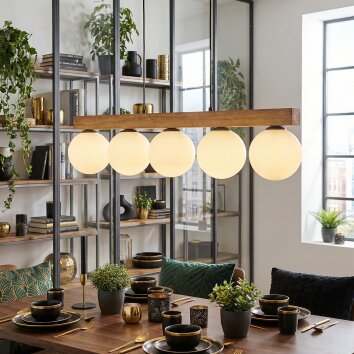 Gastor Hängeleuchte Glas 15 cm Naturfarben, Schwarz, 5-flammig