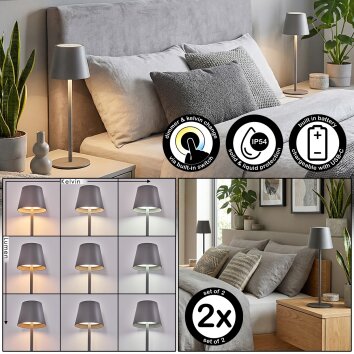 Salgadinho Tischleuchte 2-er Set LED Grau, 1-flammig