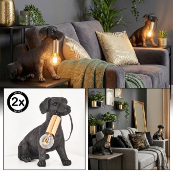 Jomil Tischleuchte 2-er Set Gold, Schwarz, 1-flammig