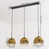 Ripoll Hängeleuchte Glas 25 cm Gold, Klar, 3-flammig