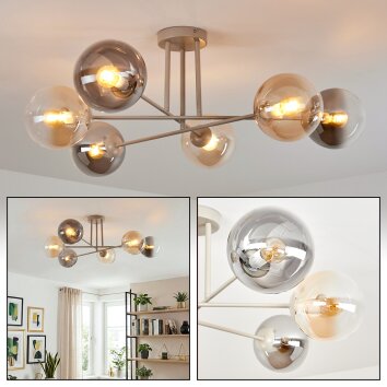 Gastor Deckenleuchte Glas 15 cm Sandfarben, 6-flammig