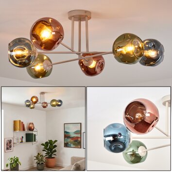 Ripoll Deckenleuchte Glas 15 cm Sandfarben, 6-flammig