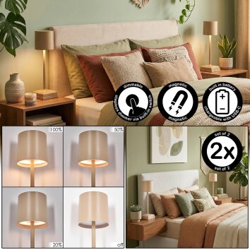 Kaval Tischleuchte 2-er Set LED Sandfarben, 1-flammig