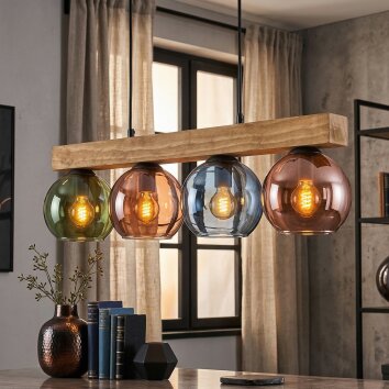 Koyoto Hängeleuchte Glas 15 cm Naturfarben, Schwarz, 4-flammig