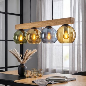 Koyoto Hängeleuchte Glas 15 cm Naturfarben, Schwarz, 4-flammig