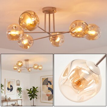 Ripoll Deckenleuchte Glas 15 cm Sandfarben, 6-flammig
