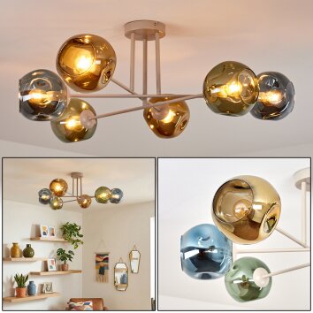 Ripoll Deckenleuchte Glas 15 cm Sandfarben, 6-flammig