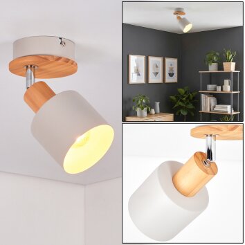 Olaris Deckenleuchte Chrom, Grau, Naturfarben, 1-flammig