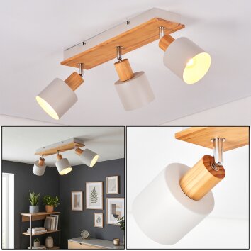 Olaris Deckenleuchte Chrom, Grau, Naturfarben, 3-flammig