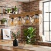 Koyoto Hängeleuchte Glas 15 cm Naturfarben, Schwarz, 4-flammig