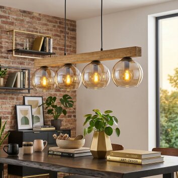 Koyoto Hängeleuchte Glas 15 cm Naturfarben, Schwarz, 4-flammig