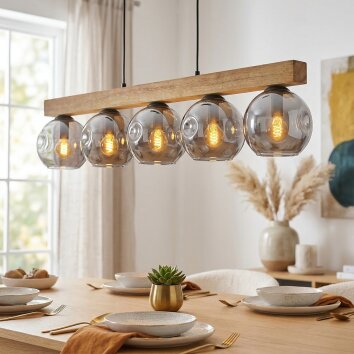 Ripoll Hängeleuchte Glas 15 cm Naturfarben, Schwarz, 5-flammig