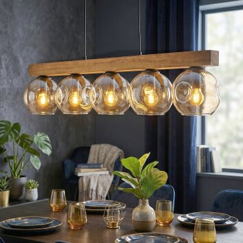 Ripoll Hängeleuchte Glas 15 cm Naturfarben, Schwarz, 5-flammig