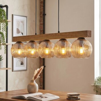 Ripoll Hängeleuchte Glas 15 cm Naturfarben, Schwarz, 5-flammig