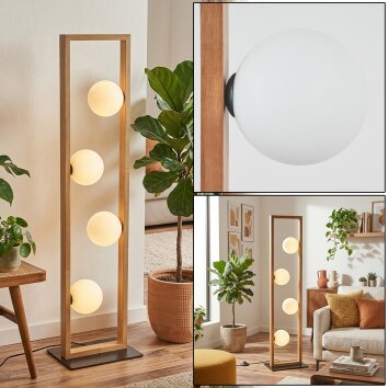 Zanin Stehleuchte LED Naturfarben, Schwarz, 4-flammig