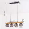 Koyoto Hängeleuchte Glas 15 cm Naturfarben, Schwarz, 4-flammig