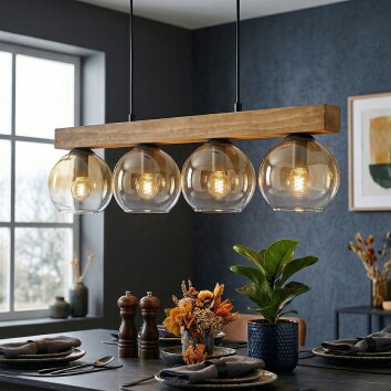 Koyoto Hängeleuchte Glas 15 cm Naturfarben, Schwarz, 4-flammig