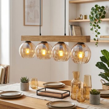Koyoto Hängeleuchte Glas 15 cm Naturfarben, Schwarz, 4-flammig