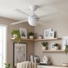 Lenok Deckenventilator mit Beleuchtung LED Holzoptik, Weiß, 1-flammig, Fernbedienung