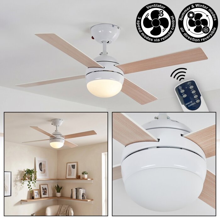 Deckenventilator Lenok mit Beleuchtung Ventilatorlampe Weiß Ø 106,6 cm mit Fernbedienung