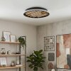 Velani LED Deckenleuchte Holz rund 41 cm, flache Deckenlampe mit Holzlamellen