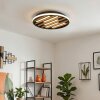 Velani LED Deckenleuchte Holz rund 41 cm, flache Deckenlampe mit Holzlamellen