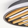 Velani LED Deckenleuchte Holz rund 41 cm, flache Deckenlampe mit Holzlamellen