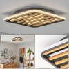 Velani LED Deckenleuchte Holz eckig mit Holzlamellen und Filz, flach