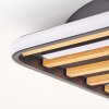 Velani LED Deckenleuchte Holz eckig mit Holzlamellen und Filz, flach