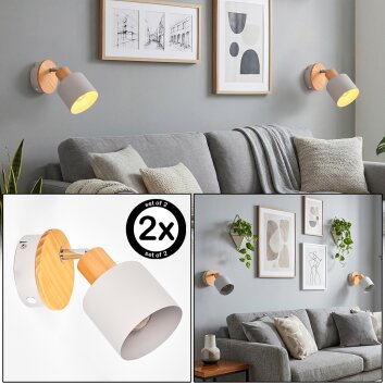 Wandspot Olaris im 2er-Set mit dreh- und schwenkbarem Spotkopf und sichtbarer E14-Fassung