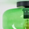 Retro-Deckenleuchte Boza mit rundem, bauchigem grünem Glasschirm ø 28 cm
