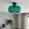 Retro-Deckenleuchte Boza mit dunkelgrünem Glasschirm, sichtbare E27-Fassung, ø 28 cm