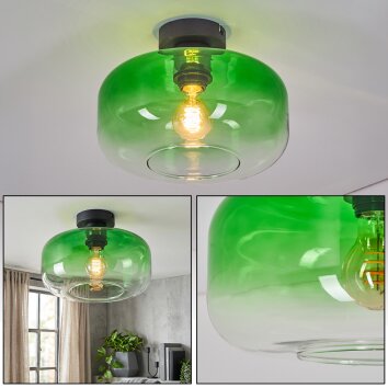 Moderne Kugel-Deckenleuchte Boza mit grünem Farbverlauf, Glasschirm ø 28 cm, E27