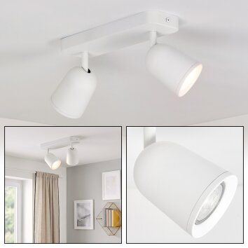 Lemak LED Deckenleuchte, 2-flammiger Deckenspot in Weiß, verstellbare Spots
