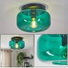 Deckenleuchte Boza mit rundem, bauchigem dunkelgrünem Glasschirm, ø 28 cm, E27