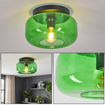 Moderne runde Deckenleuchte Boza mit grünem Glasschirm, ø 28 cm, E27