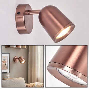 Lemak LED Wandspot GU10 in Bronze, dreh- und schwenkbarer Metallspot für innen