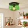 Retro-Deckenleuchte Boza mit bauchig gewölbtem grünem Glasschirm, ø 28 cm, E27