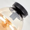Moderne Kugel-Deckenleuchte Gastor mit bernsteinfarbenem Glasschirm, ø 20 cm, E27