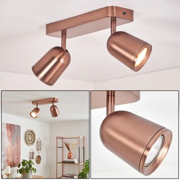 LED Deckenspot Lemak mit zwei bronzefarbenen, dreh- und schwenkbaren Spotköpfen