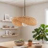 Bauro Bambus Pendelleuchte, gewölbter naturfarbener Bambusschirm, Länge 50 cm
